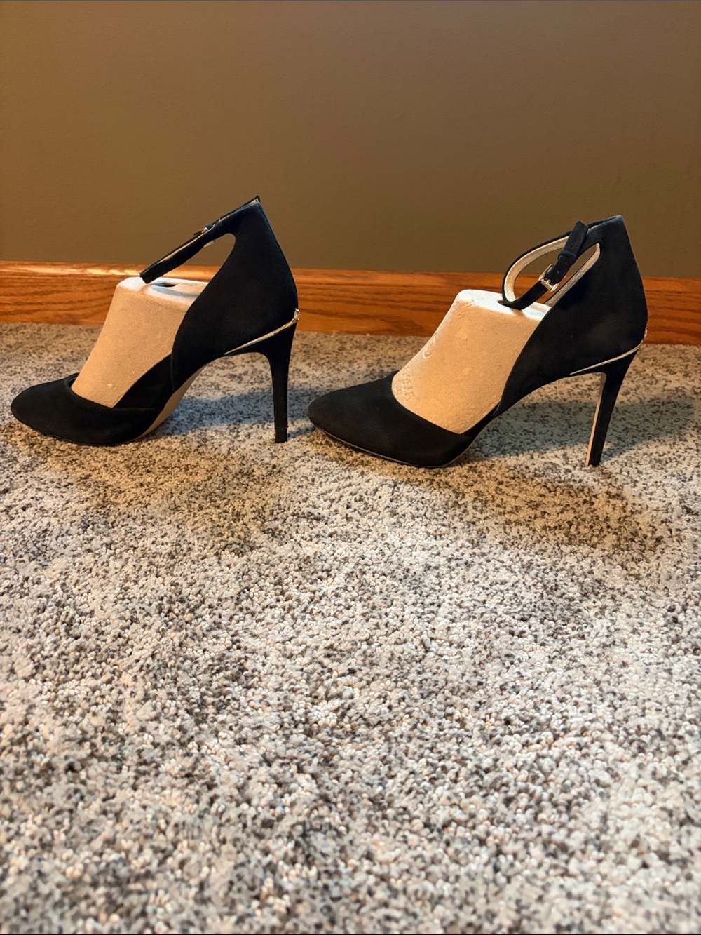Michael Kors Black Suede Ankle-Strap Stiletto Pumps